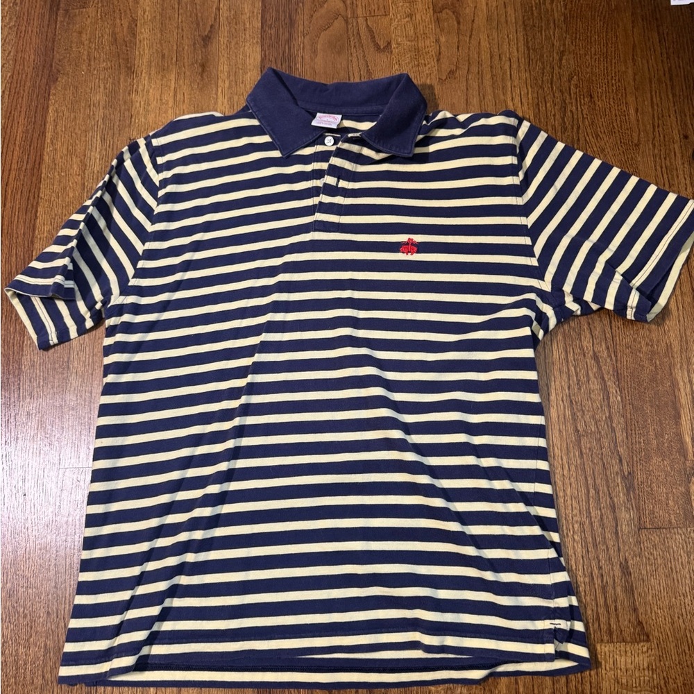 Vintage Brooks Brothers Navy and Yellow Striped Polo Shirt